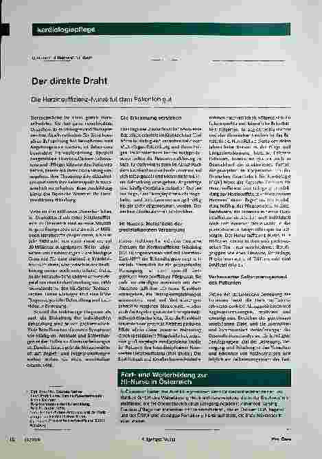 Vorschauseite 1: Der direkte Draht Die Herzinsuffizienz-Nurse tut dem Patienten gut