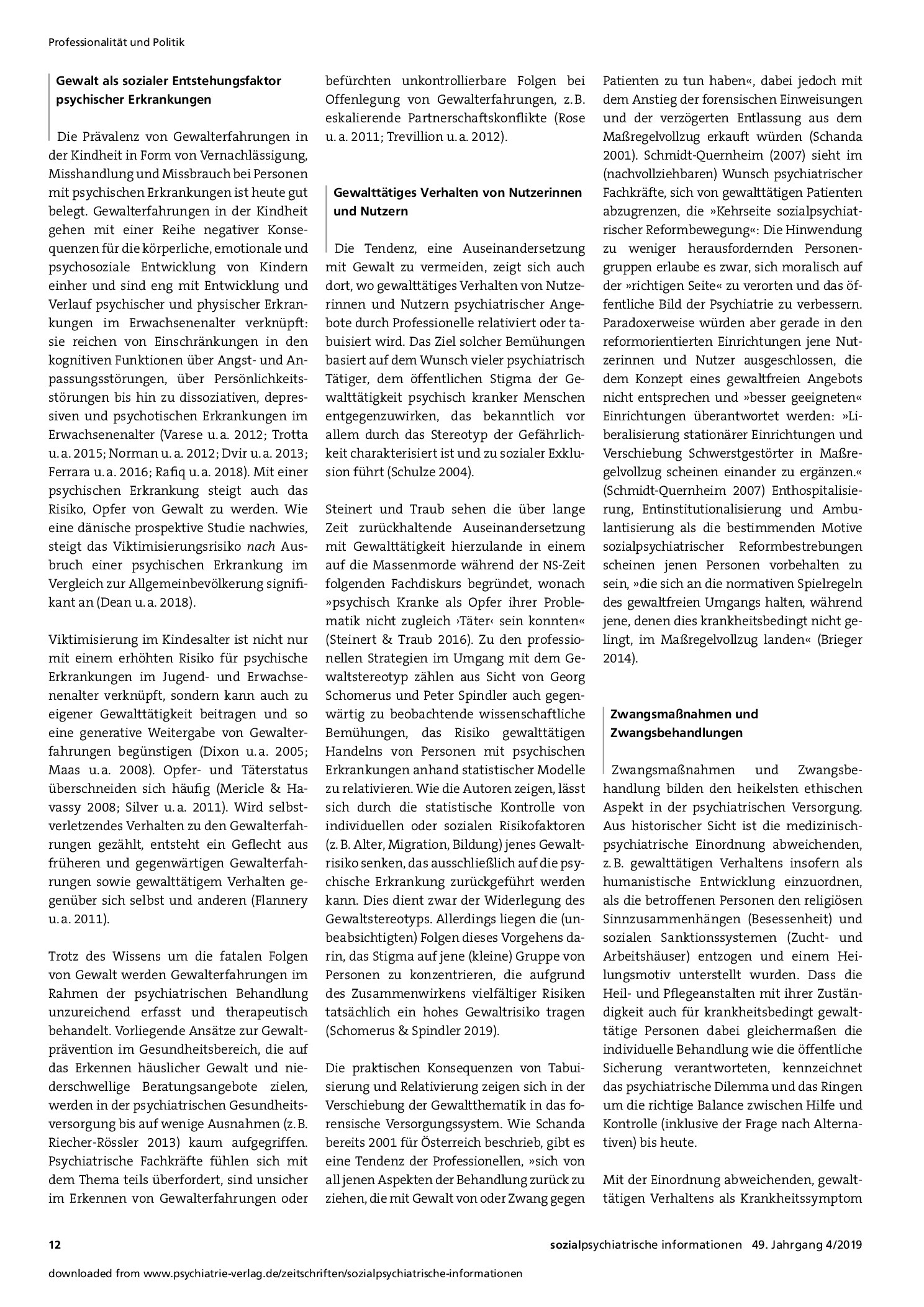 Vorschauseite 2: Sozialpsychiatrie und Gewalt. Wie Feuer und Wasser?