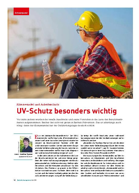Vorschauseite 1: Klimawandel und Arbeitsschutz UV-Schutz besonders wichtig