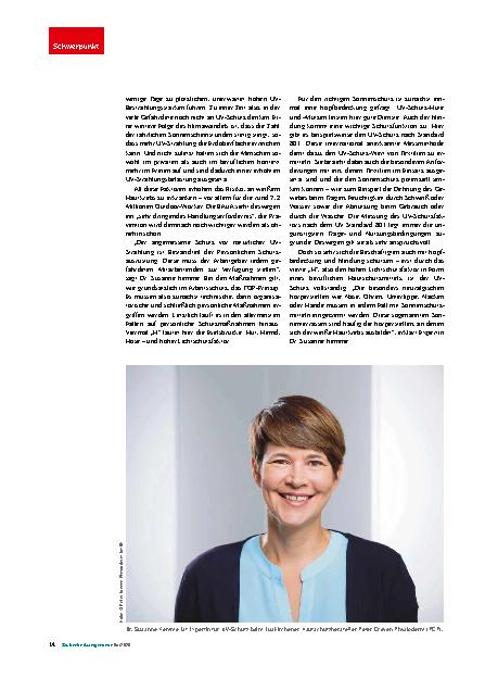 Vorschauseite 3: Klimawandel und Arbeitsschutz UV-Schutz besonders wichtig