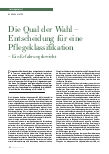 Vorschauseite 1: Die Qual der Wahl – Entscheidung für eine Pflegeklassifikation: Ein Erfahrungsbericht