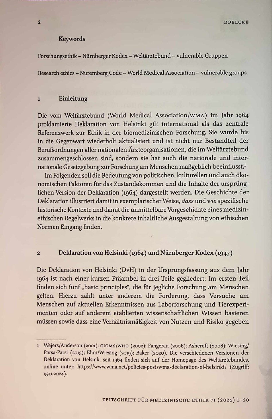 Vorschauseite 2: Forschungsethik, Standesinteressen, Ökonomie: Zur Vorgeschichte der Deklaration von Helsinki