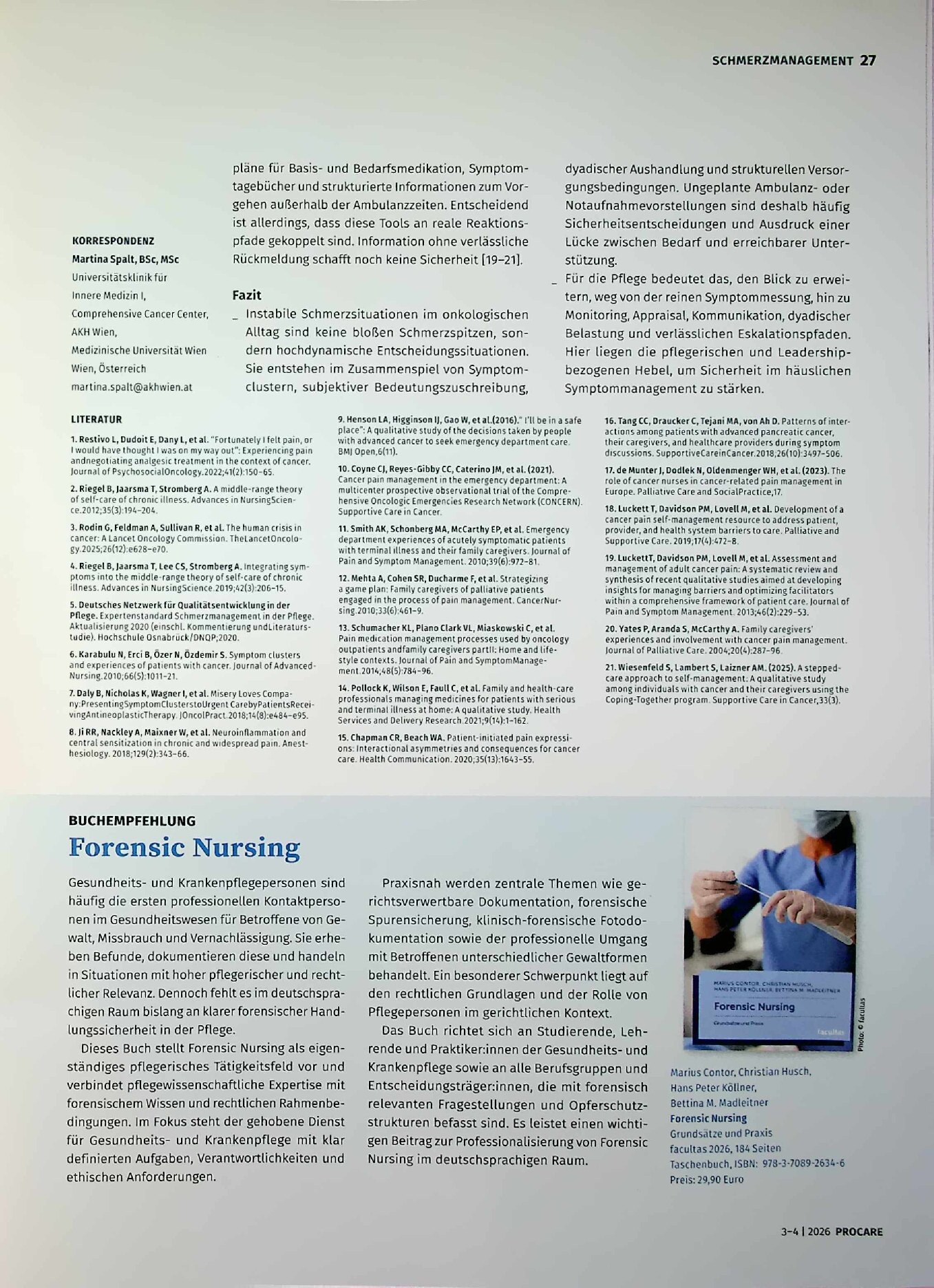 Vorschauseite 3: Wenn Schmerz kippt. Instabile Schmerzsituationen als Auslöser ungeplanter Ambulanzvorstellungen in der Onkologie