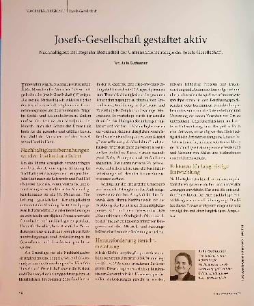 Vorschauseite 1: Josefs-Gesellschaft gestaltet aktiv Nachhaltigkeit ist integraler Bestandteil der Unternehmensstrategie der Josefs-Gesellschaft