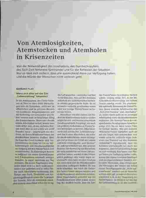 Vorschauseite 1: Von Atemlosigkeiten, Atemstocken und Atempausen in Krisenzeiten
