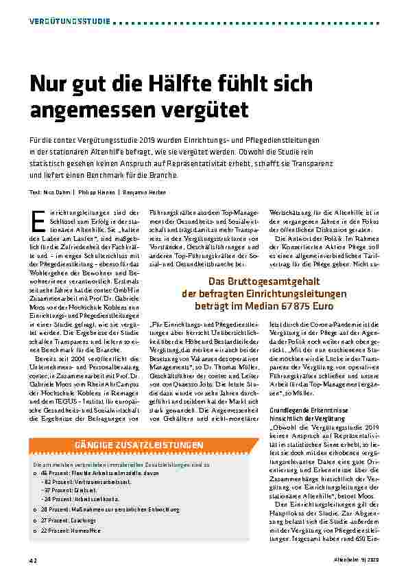 Vorschauseite 1: Nur gut die Hälfte fühlt sich angemessen vergütet.