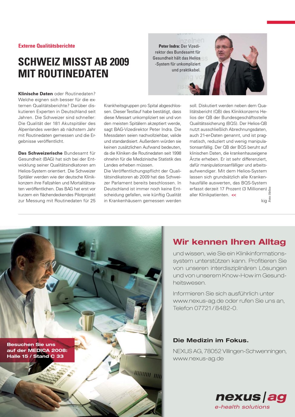 Vorschauseite 1: Schweiz misst ab 2009 mit Routinedaten