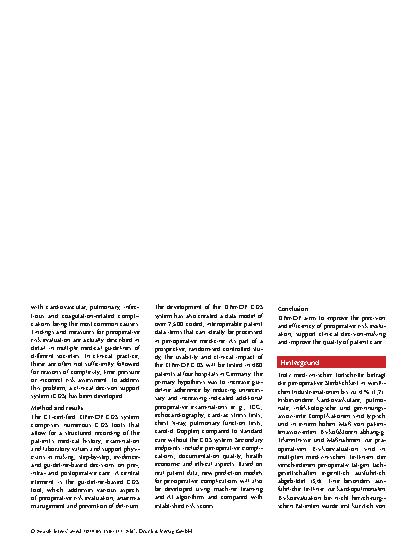 Vorschauseite 2: KI-augmentierte perioperative klinische Entscheidungsunterstützung (KIPeriOP) – Studiendesign und erste Zwischenergebnisse