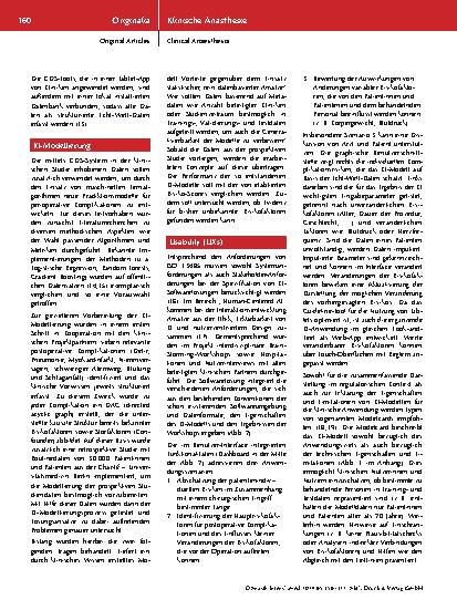 Vorschauseite 5: KI-augmentierte perioperative klinische Entscheidungsunterstützung (KIPeriOP) – Studiendesign und erste Zwischenergebnisse