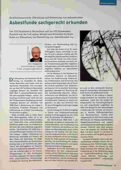 Vorschauseite 1: Richtlinienentwürfe: Erkundung und Bewertung von Asbestfunden. Asbestfunde sachgerecht erkunden.