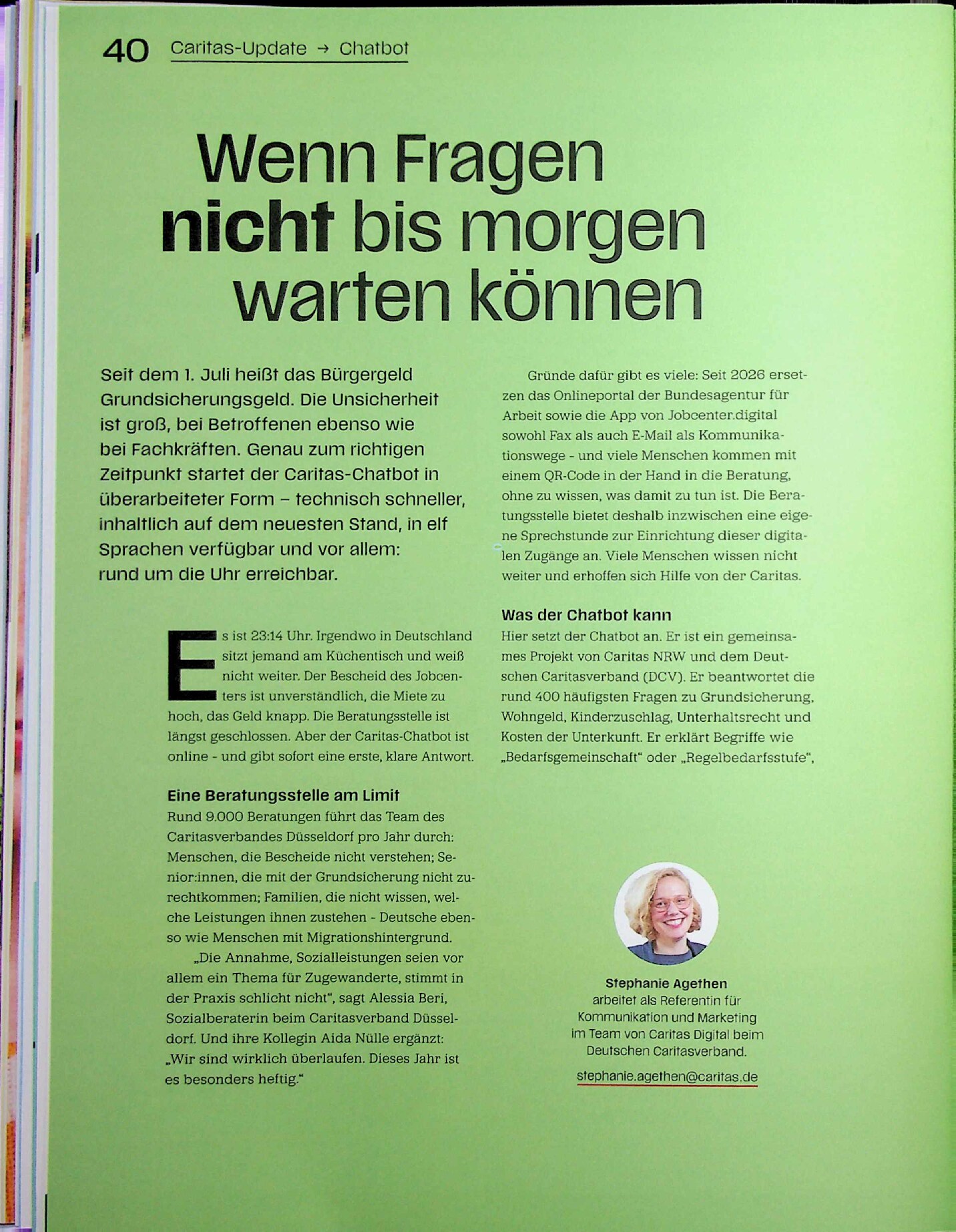Vorschauseite 1: Wenn Fragen nicht bis morgen warten können