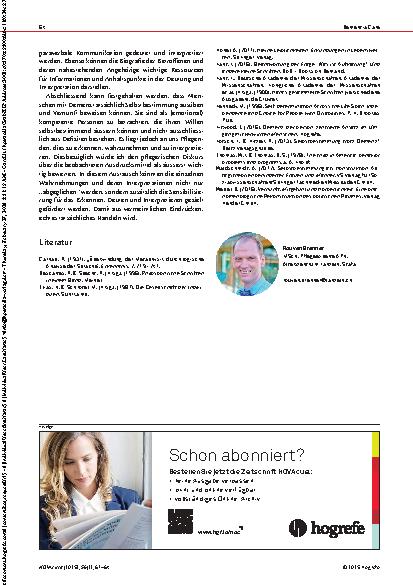 Vorschauseite 4: (Vermeintliche) Vernunft & (vermeintliche) Selbstbestimmung Eine Betrachtung von Selbstbestimmung bei Menschen mit Demenz