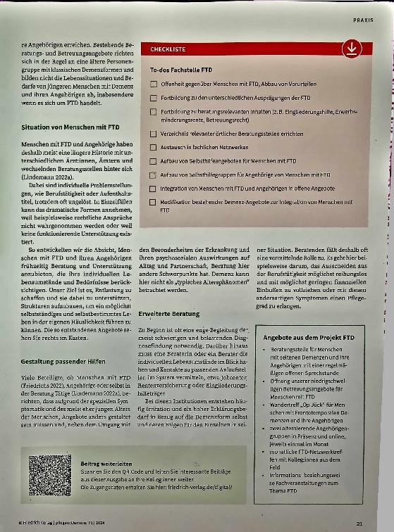 Vorschauseite 2: Die Odyssee beenden Frontotemporale Demenz (FTD) - Strukturen, Beratung, Angebote