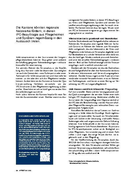 Vorschauseite 2: Der Aktionsplan NOSO für Pflegeheime – ein Kurswechsel in der Infektionsprävention