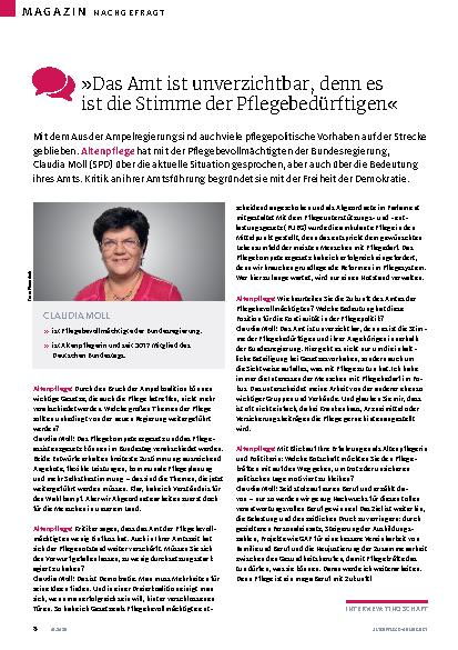 Vorschauseite 1: »Das Amt ist unverzichtbar, denn es ist die Stimme der Pflegebedürftigen«