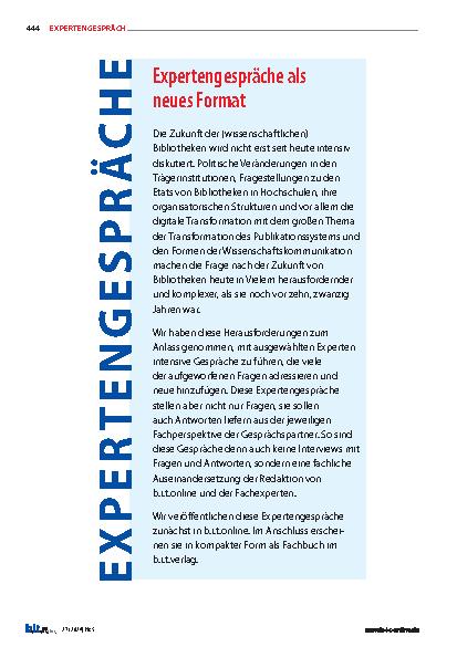 Vorschauseite 1: Die Bibliothek als Ort hat die Bibliothek als Institution abgelöst – zum Guten?