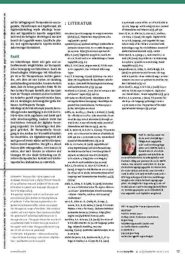 Vorschauseite 6: Teletherapie – hat die Logopädie eine digitale Zukunft?