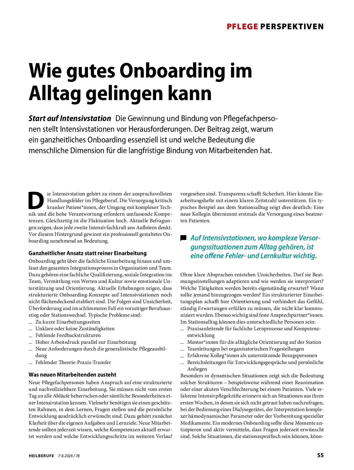 Vorschauseite 1: Wie gutes Onboarding im Alltag gelingen kann
