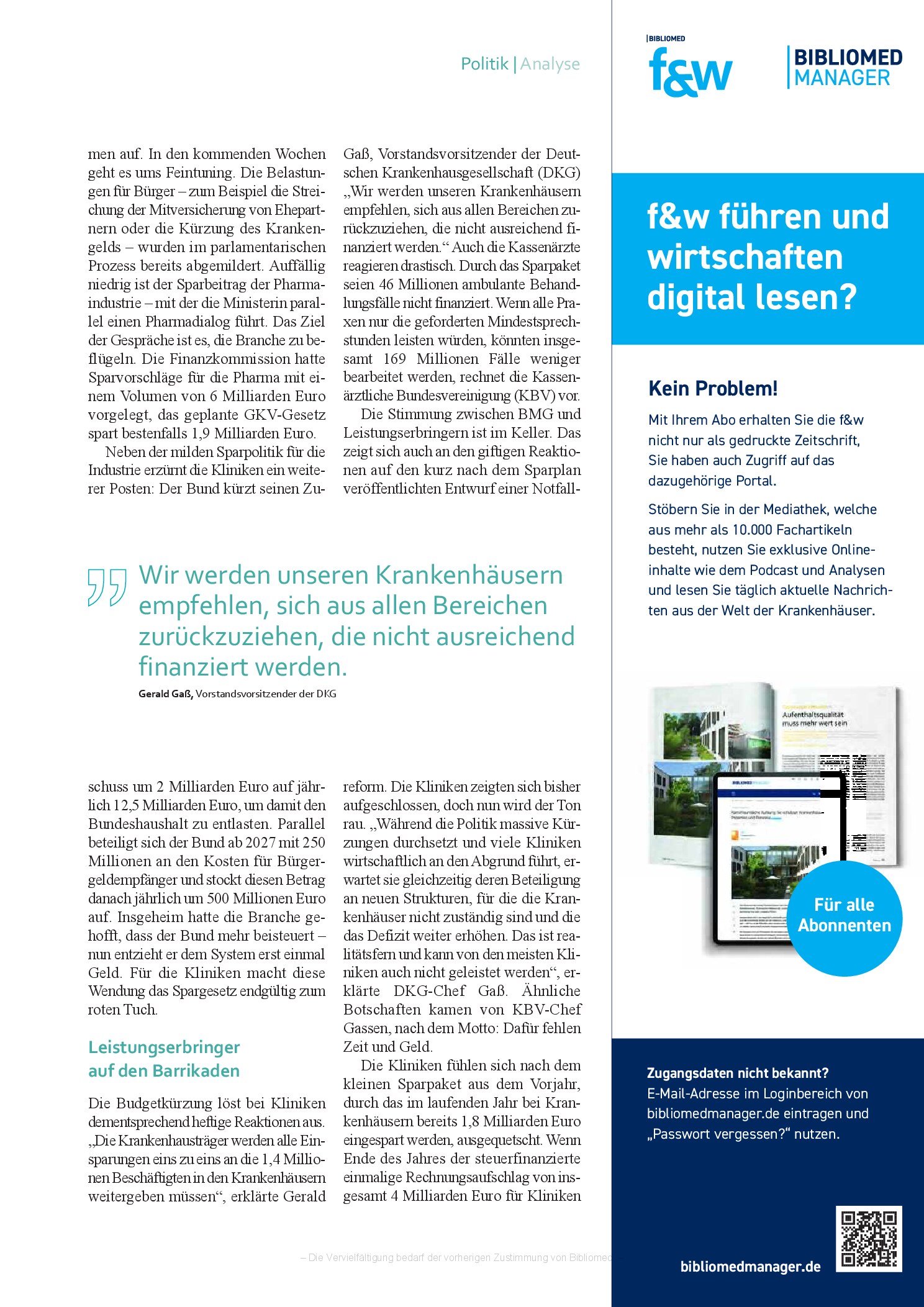 Vorschauseite 2: GKV-Spargesetz: Die harten Zeiten sind da