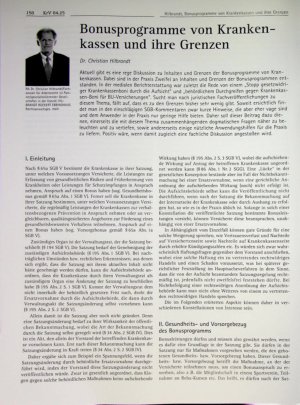 Vorschauseite 1: Bonusprogramme von Krankenkassen und ihre Grenzen