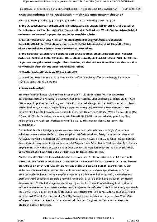 Vorschauseite 1: Krankschreibung ohne Arztbesuch – mehr als eine Interimslösung?