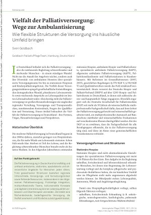 Vorschauseite 1: Vielfalt der Palliativversorgung: Wege zur Ambulantisierung Wie flexible Strukturen die Versorgung ins häusliche Umfeld bringen