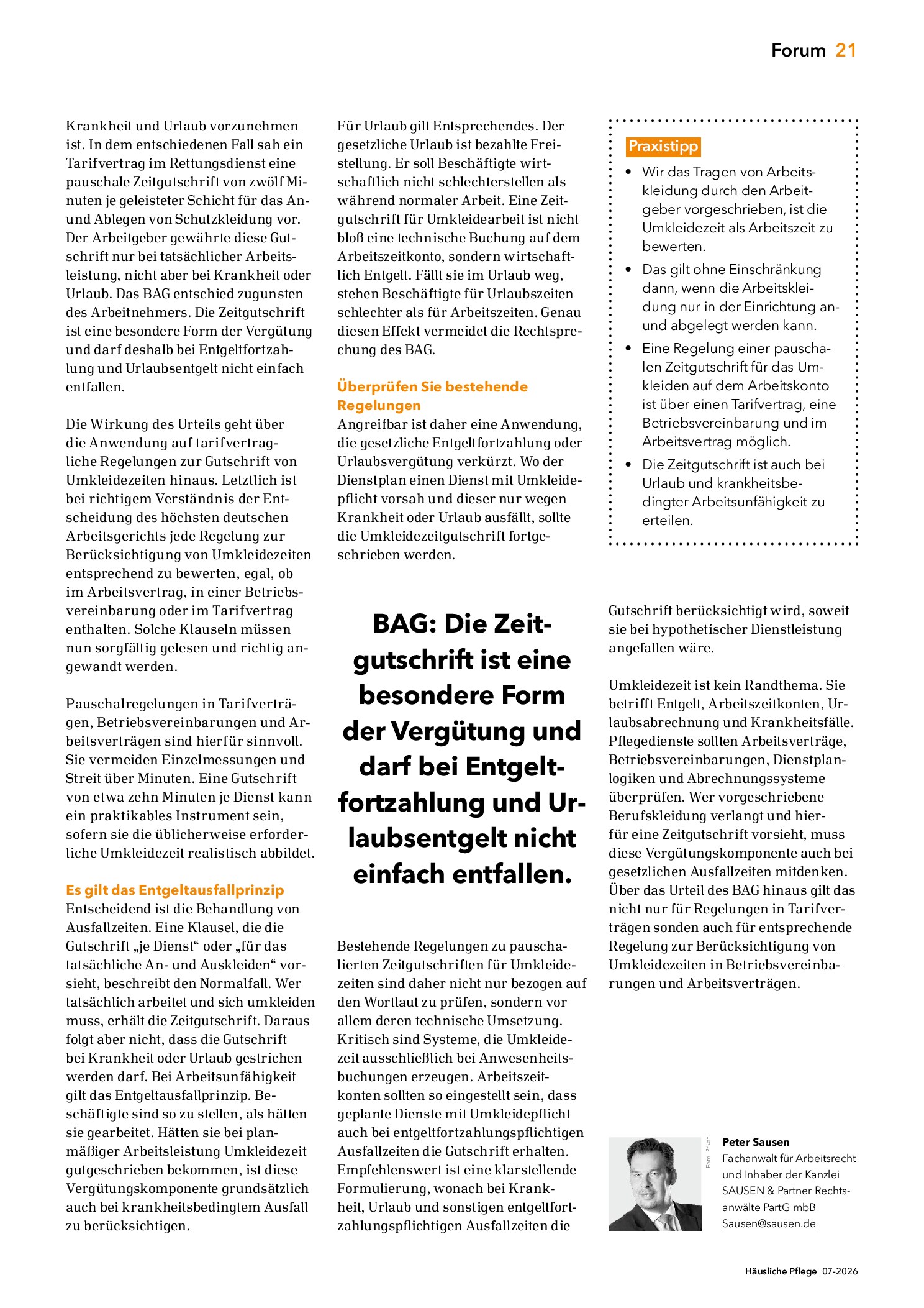 Vorschauseite 2: Wenn Umkleidezeit als Arbeitszeit gilt