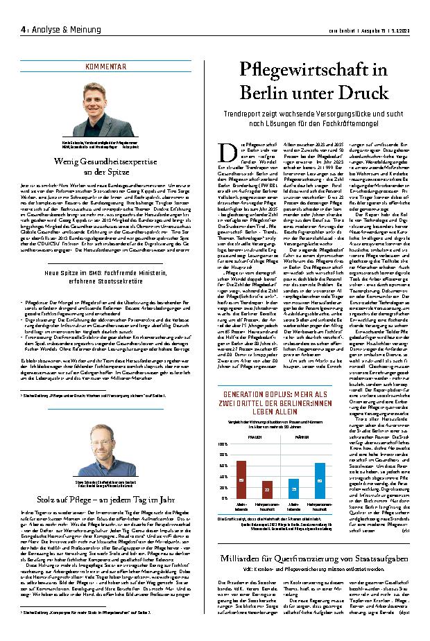 Vorschauseite 1: Pflegewirtschaft in Berlin unter Druck