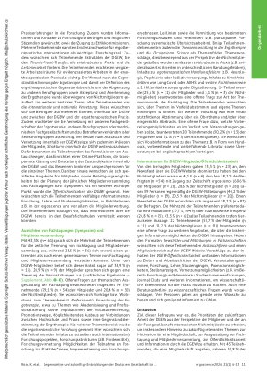 Vorschauseite 6: Gegenwärtige und zukünftige Entwicklungen der Deutschen Gesellschaft für Ergotherapiewissenschaft e. V. – Ergebnisse der DGEW-Mitgliederund Interessiertenbefragung