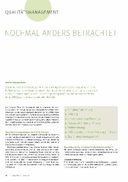 Vorschauseite 1: Qualitätsmanagement noch einmal anders betrachtet