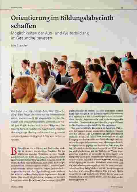 Vorschauseite 1: Orientierung im Bildungslabyrinth schafft Möglichkeiten der Ausund Weiterbildung im Gesundheitswesen.