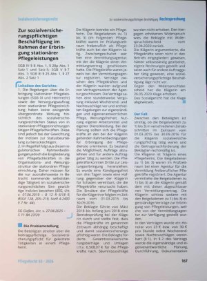 Vorschauseite 1: Zur sozialversicherungspflichtigen Beschäftigung im Rahmen der Erbringung stationärer Pflegeleistungen