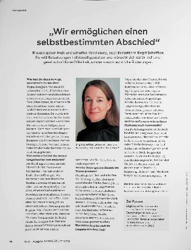 Vorschauseite 1: „Wir ermöglichen einen selbstbestimmten Abschied“