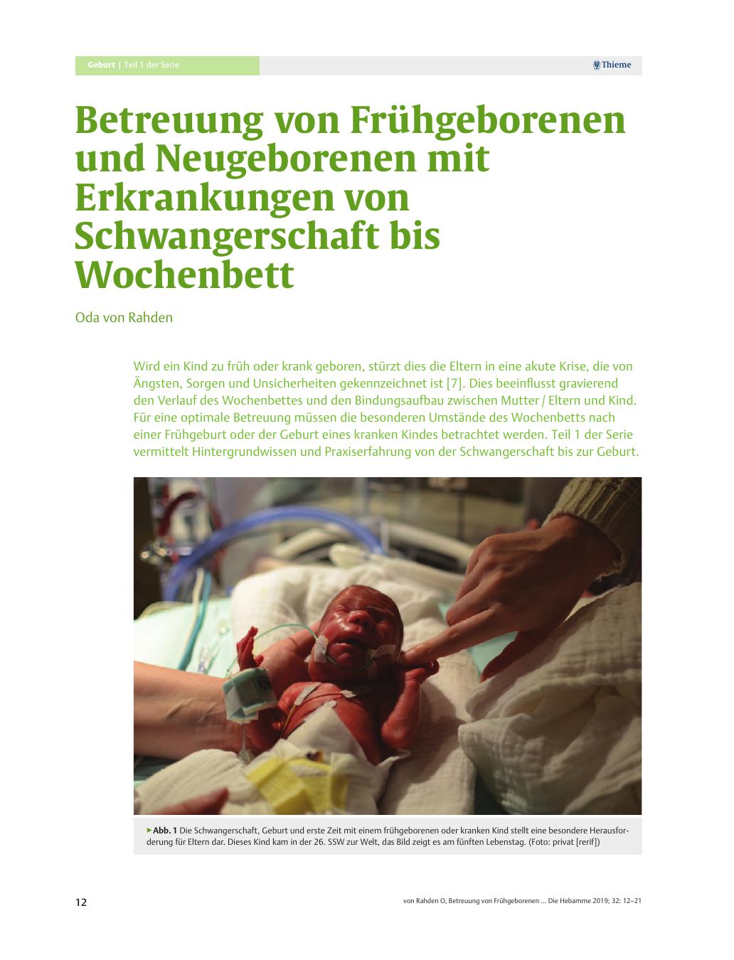 Vorschauseite 1: Betreuung von Frühgeborenen und Neugeborenen mit Erkrankungen von Schwangerschaft bis Wochenbett