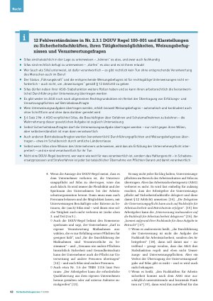 Vorschauseite 2: DGUV Regel 100 – 001 Fehlurteile zu Weisungsbefugnis und Verantwortung der Sifas bei Unterweisungen