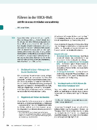 Vorschauseite 1: Führen in der VUCA-Welt Zeit für ein neues Verständnis von Leadership
