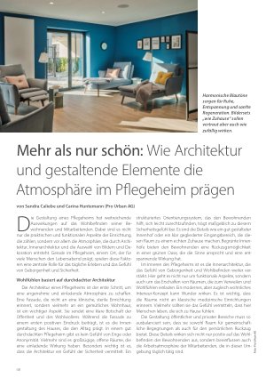 Vorschauseite 1: Mehr als nur schön: Wie Architektur und gestaltende Elemente die Atmosphäre im Pflegeheim prägen