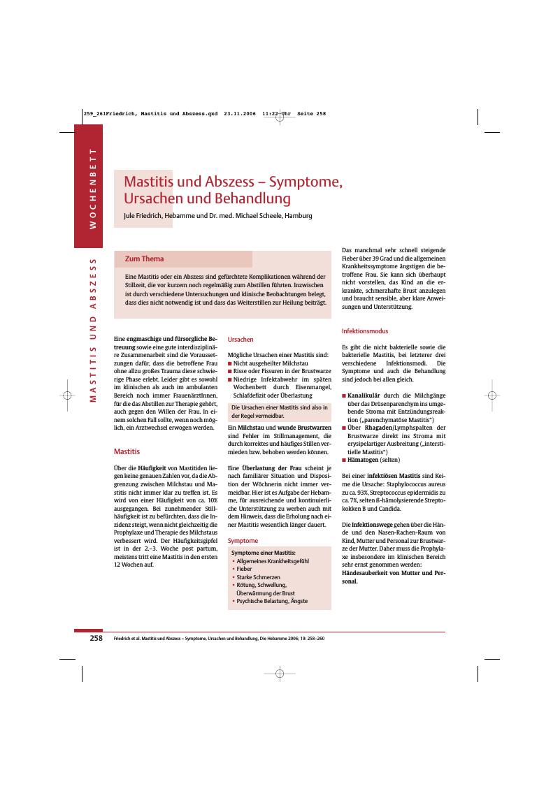 Vorschauseite 1: Mastitis und Abszess - Symptome, Ursachen und Behandlung