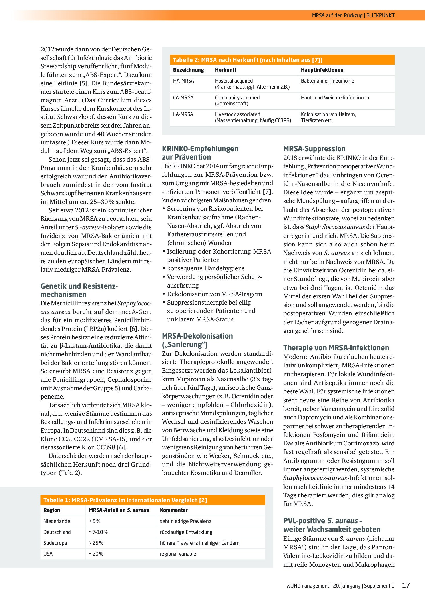 Vorschauseite 2: Kommentar zum Artikel „MRSA im Wundabstrich – zwei Fälle und das Management aus hygienischer Sicht“