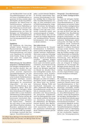 Vorschauseite 4: Gesundheitskompetenz in Notfallsituationen Wahrnehmungen und Lösungsansätze aus Sicht von Notfallsanitäter*innen