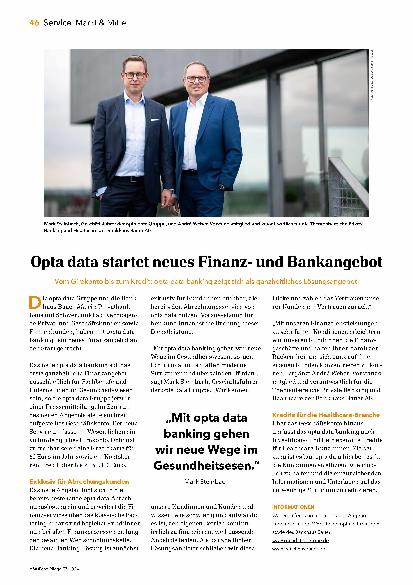 Vorschauseite 1: Opta Data startet neues Finanzund Bankangebot.