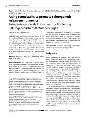 Vorschauseite 1: Hörspaziergänge als Instrument zur Förderung salutogenetischer Stadtumgebungen