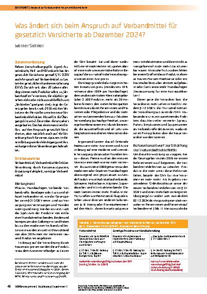 Vorschauseite 1: Was ändert sich beim Anspruch auf Verbandmittel für gesetzlich Versicherte ab Dezember 2024?