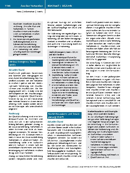 Vorschauseite 5: Die Zukunft der Notfallmedizin gestalten – aus Sicht von DGAI und BDA