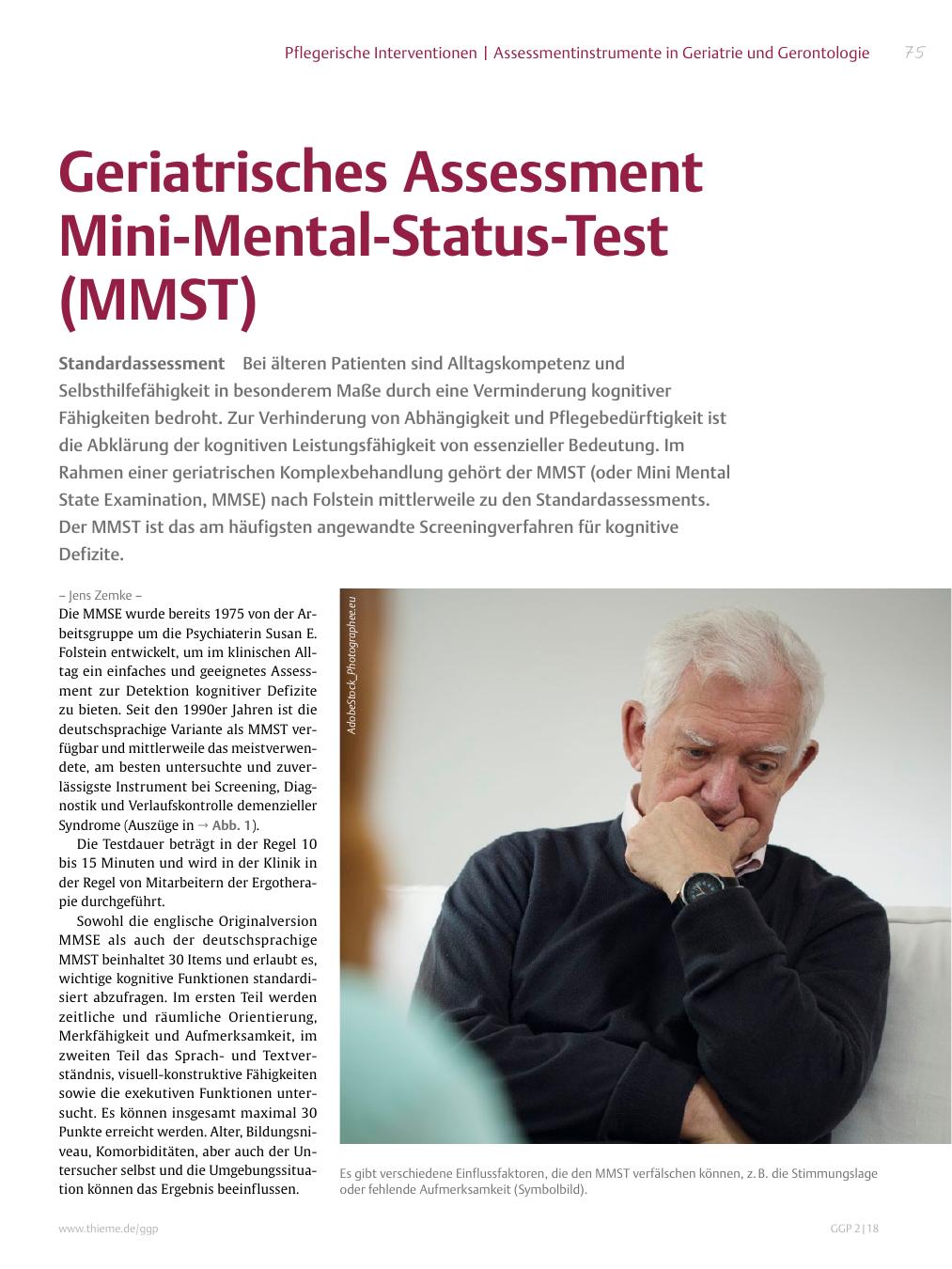 Vorschauseite 1: Geriatrisches Assessment Mini-Mental-Status-Test (MMST)