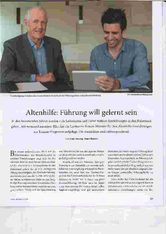 Vorschauseite 1: Altenhilfe: Führung will gelernt sein