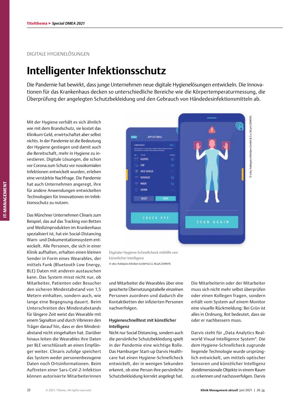 Vorschauseite 1: Digitale Hygienelösungen: Intelligenter Infektionsschutz