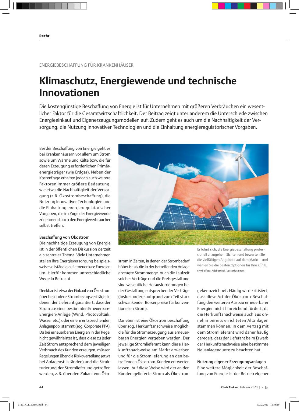Vorschauseite 1: Energiebeschaffung für Krankenhäuser: Klimaschutz, Energiewende und technische Innovationen