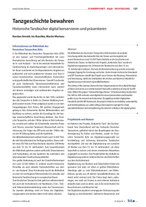 Vorschauseite 1: Tanzgeschichte bewahren Historische Tanzbücher digital konservieren und präsentieren