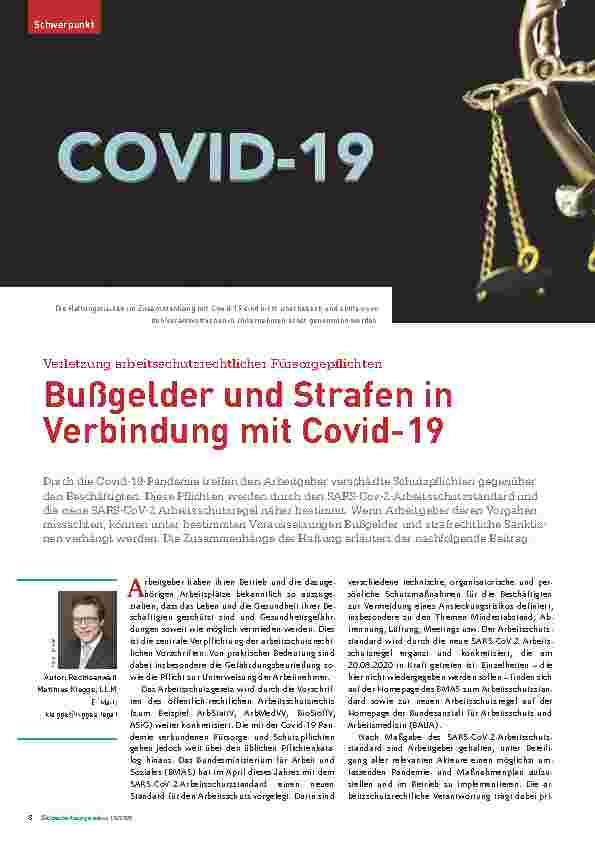 Vorschauseite 1: Bußgelder und Strafen in Verbindung mit Covid-19